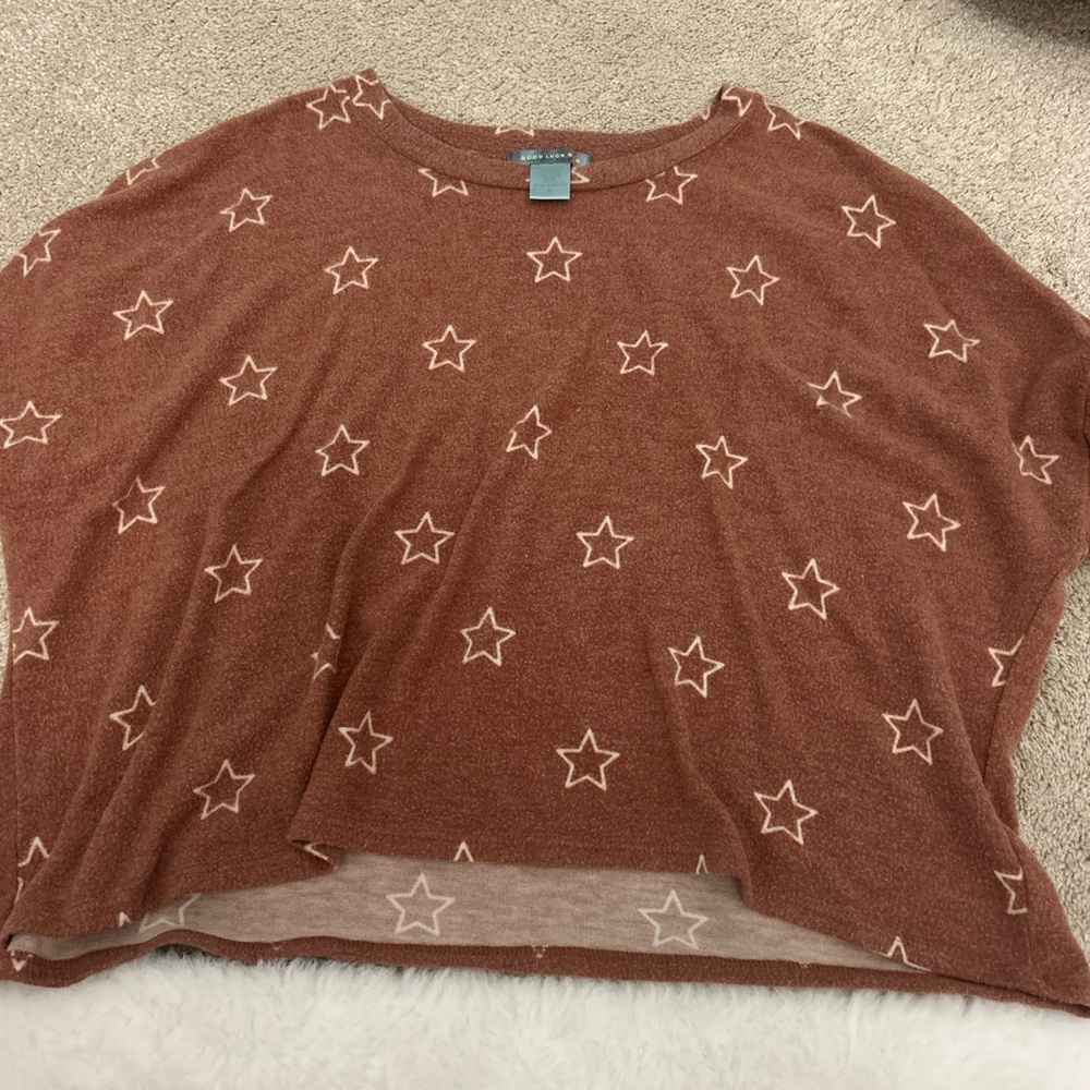 Good Luck Gem Brown Star Print Top